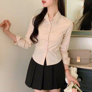 (쫀쫀구김X/스판함유/비율보정핏) 르세아 프린세스 라인 크롭 셔츠 bs7829