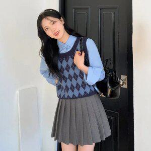 (MADE/SL/러블리무드/바지안감) 덴노아 A라인 페이크 모직 플리츠 미니 스커트 sk7027