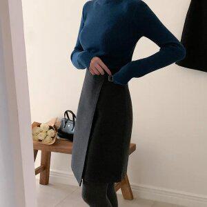 (안정적인기장감/하체커버핏) 파인드 언발 벨트 랩 미디 스커트 sk7042