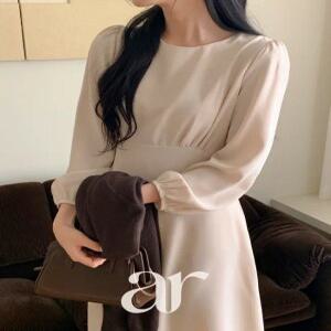 (여신룩/비율예뻐보이는/체형콤플렉스커버) 엔노브 퍼프 스트랩 플레어 롱 원피스 op1