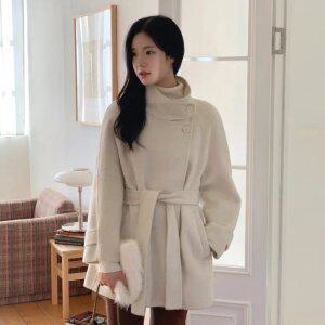 울함유 핸드메이드 반하이 울 하프 코트 겨울코트 데일리룩 데이트룩 하객룩 연말룩 c