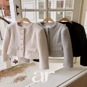 (겨울트위드/누빔안감/겨울하객룩) 헤어리 트위드자켓 누빔자켓 데일리룩 jk3039