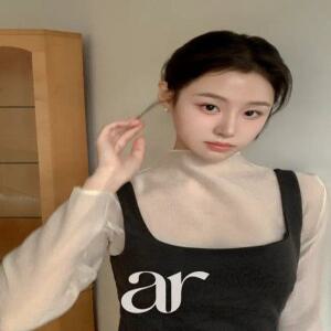 (여리한시스루원단) 애니브 시스루 반하이넥 블라우스 bs8589