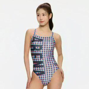 [아레나수영복] 하이틴체크 원피스 수퍼플라이백 A5BL1PL68ORG