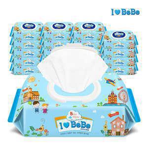 [MD PICK]아이러브베베 엠보싱 블루 20팩X80매 캡형 아기물티슈