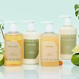 [4SET] 먼스앤데이즈 린든(라임앤바질향) 풀 세트(샴푸500ml+컨디셔너500ml+바디워시5