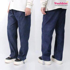 Yeahbini 청 코듀로이 원 라인 베이직 팬츠 남녀공용 팬츠