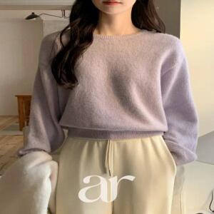 울함유 (10color/취향저격컬러/보송폭닥) 모렌 램스울 크롭 라운드 니트 nt5392