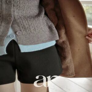 울함유 (도톰울/체형보완/활용도만점) 르젠 베이직 하이웨스트 세미 A라인 울 하프 팬