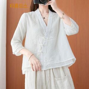 여성 7부 개량한복 삼베옷 면마소재 린넨 생활한복 법복 절복 상의 0720 티류으스