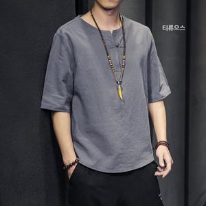 티류으스 컬러 남자 빅사이즈 여름 반팔 개량한복 퓨전 생활 한복 승복