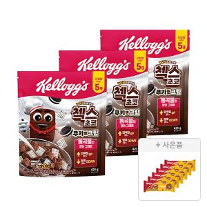 켈로그 첵스초코 쿠키앤크림 420g, 3개 + 증정(단백질바K 50g, 6개)