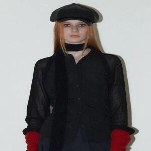 [ORDINARY HOLIDAY] 니트 슬리브 셔츠 [BLACK]