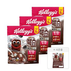 켈로그 첵스초코 쿠키앤크림 420g, 3개 + 증정(쿠키앤크림 30g, 1개)