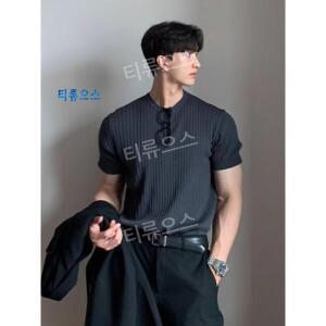 머슬핏니트 꽈배기 반팔 카라티 쇼핑몰 긴팔 여름 셔츠 남자 머슬핏 티류으스