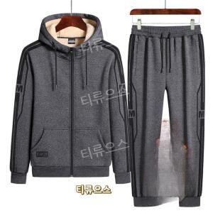 남자 트레이닝복세트 빅사이즈 기모 남성용 플러스 사이즈 겨울 스웨트슈트지퍼 재킷