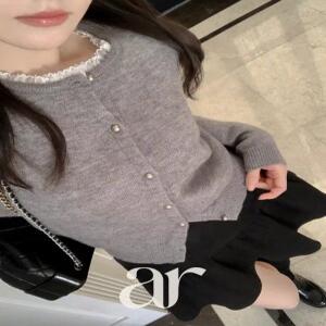 (레이스포인트/러블리) 스모아 라운드 프릴 실버 버튼 가디건 cd3571