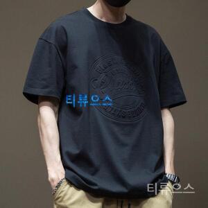 티류으스  남자 여름 캐주얼 티셔츠 면 입체글자 빅사이즈 L-8XL 루즈핏 반팔 부드러운