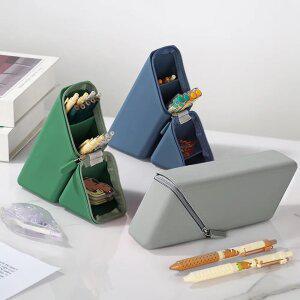 트라이업 삼각필통 스탠드형 실리콘 펜슬케이스 파우치 컬러3종