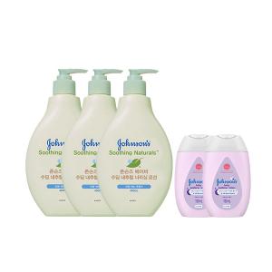 존슨즈 수딩내추럴 로션 400ml, 3개 + 증정(베드타임 로션 100ml, 2개)