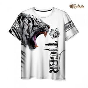 나는솔로 호랑이 티셔츠 긴팔 동물그림 3D 프린트 후드 라운드 캐주얼 빅사이즈 티류으