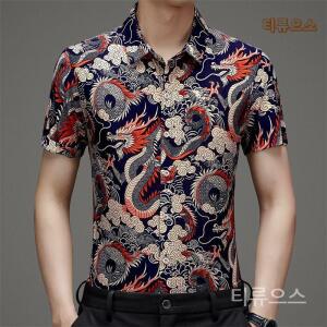 조폭셔츠 하와이안 화려한 반팔 조폭티 건달 형님룩 셔츠 남자 조폭 와이셔츠 셔켓 티