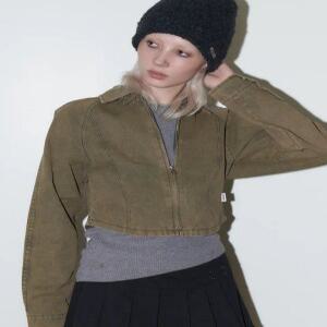 [ORDINARY HOLIDAY] 레글런 카라 집업 자켓 [KHAKI]