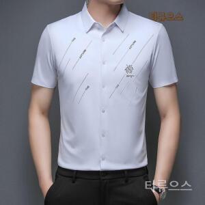티류으스 남자셔츠 여름 스실크 스판 비즈니스 캐주얼 심플 스타일 구제 반팔 남방