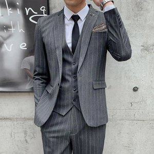남성 스트라이프 정장세트 줄무늬 정장 자켓 정장바지 상하세트 오피스룩 양복 투