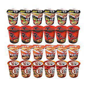 농심 신라면컵, 62g, 6개 + 튀김우동컵, 62g, 6개 + 새우탕컵, 67g 6개 + 오징어짬뽕컵
