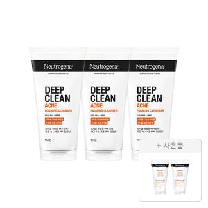 뉴트로지나 NEW 딥클린 아크네 포밍 클렌저 150g, 3개 + 증정(아크네 폼 10g, 2개)