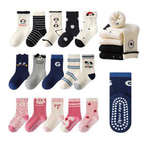 투해피 한파대비 아동 방한양말 기획묶음 /미끄럼방지양말 5켤레세트/ 핵용량 머리끈세