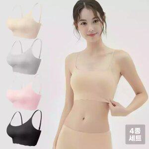 [4개 세트] 심리스 스트랩 브라탑 4p 끈 조절 노와이어 노라인 무봉제 이너웨어 속옷