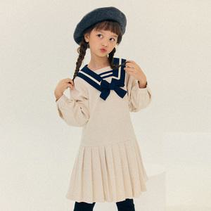 프레피기모우븐원피스(베이지)