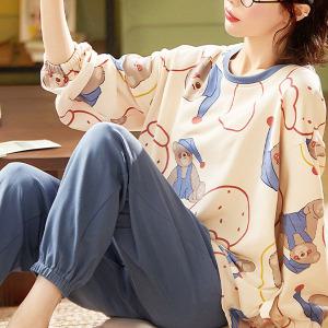쉬블림로브 (긴팔+긴바지) 여성 캐릭터 패턴 홈웨어 파자마 잠옷 세트 GGWD0656