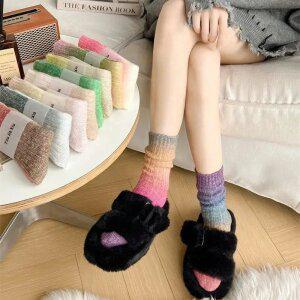 뚜기버기 여성 무압박 패션 중목 장목 무지 골지 따뜻한 겨울 여자 양말세트