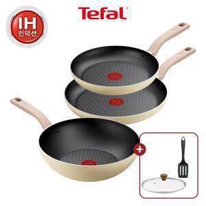 [테팔] 데이지 인덕션 3종(팬24+팬28+웍28)+우드뚜껑28+뒤집개