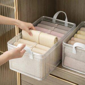 [1+1+1] 클린메쉬 접이식 철제 투명 리빙박스 세척가능 수납정리함 26L