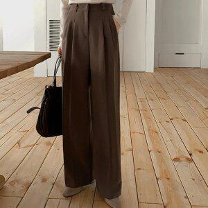 투핀턱 기모 세미와이드 슬랙스(숏/롱)