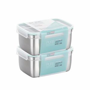 스텐락 국산 스텐밀폐용기 퓨어 직사각 9호 2p세트 3400ml