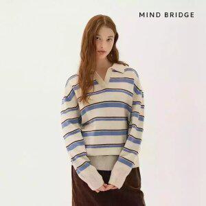 [택가 89,900원]마인드브릿지 여성 스트라이프오픈카라니트 MZKT7217