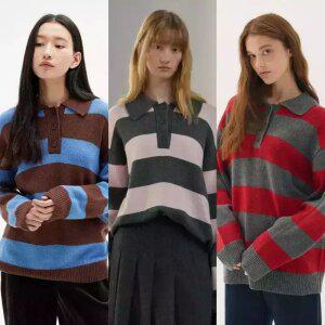 [택가 89,900원]마인드브릿지 여성 루즈핏볼드스트라이프카라니트 MZKT7208