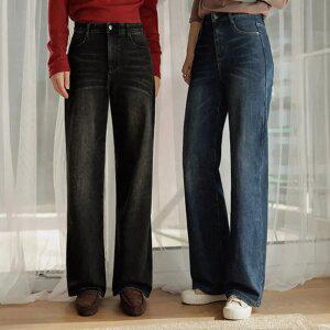 꿀스판 커버 실루엣 융기모 와이드진(숏/롱)