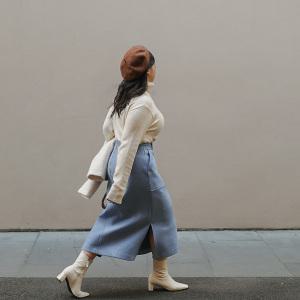 [제작/빅사이즈]이블렛 피케온 모직 H라인 미디스커트 제이스타일