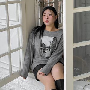 [제작/빅사이즈]이블렛 아이로 프린트 니트지 티셔츠 제이스타일