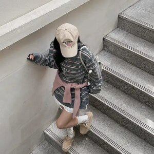 [제작/빅사이즈]이블렛 렌티뮤 스트라이프 배색 카라 니트 제이스타일