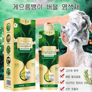 100%식물성 추출물 흰머리 커버 컬러 버블 염색제 300ml 고르게 염색 / 배합 필요