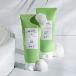 [15%+카드12%] 김정문알로에 큐어 사포나리아 알로에 클렌져 150g 2개