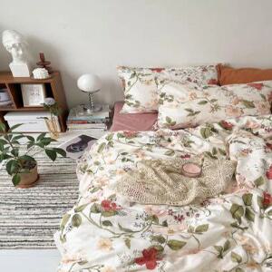 꽃무늬 이불 커버 침대 시트 호텔 침대커버세트 코튼 가정 안방