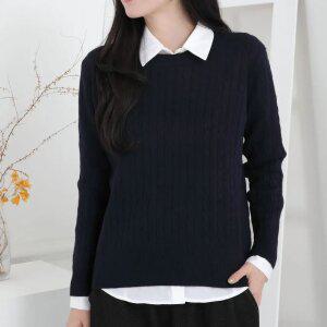 여성 꽈배기 라운드 니트 / 가을 겨울 클래식 스웨터 / 라운드넥 니트티